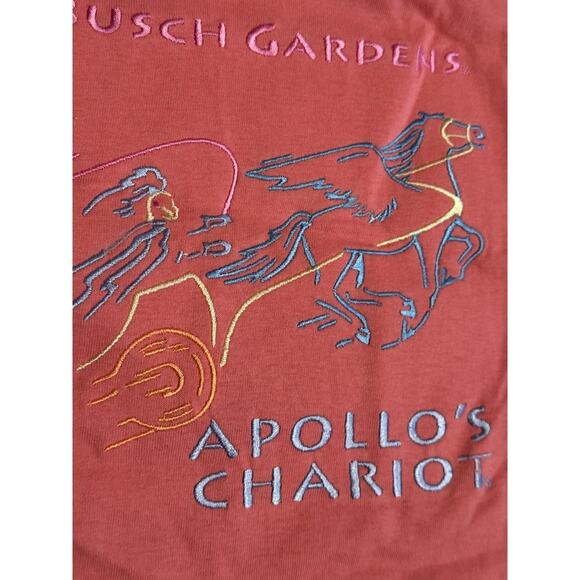 Busch Gardens Apollo's Chariot Vintage Embroidered T-Shirt XL - Picture 4 of 5
